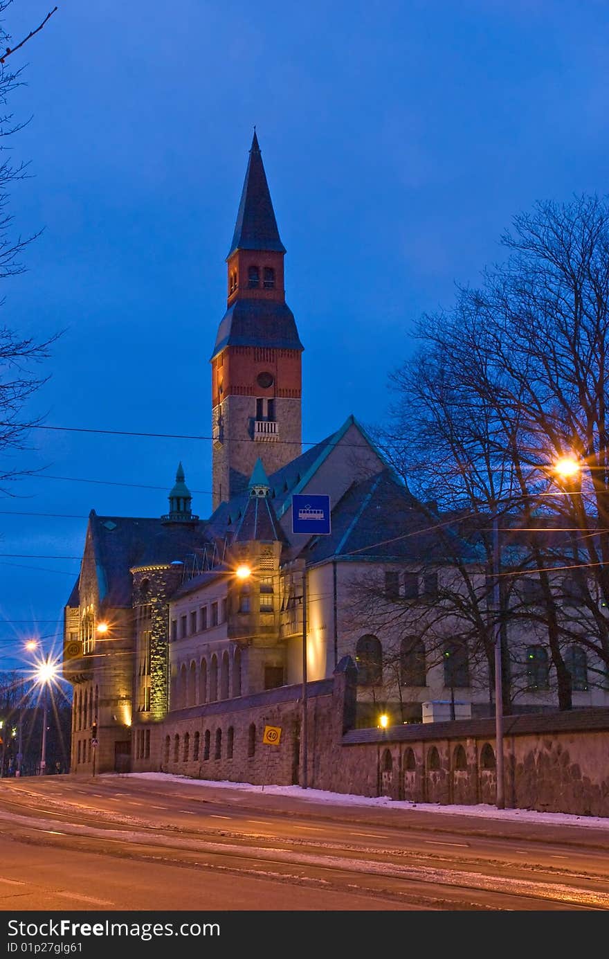 Beautiful city. night view. scandinavian