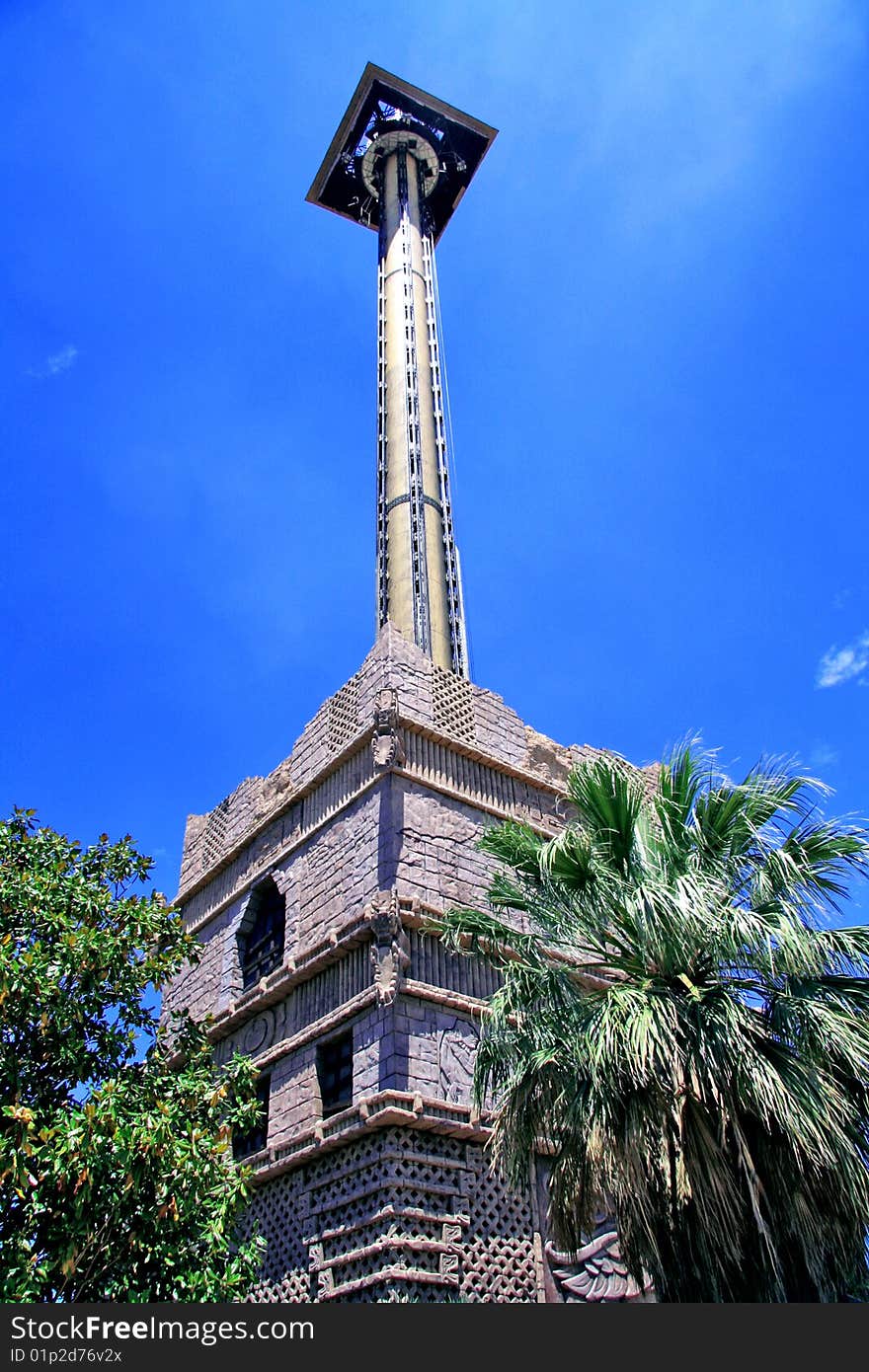 A falling tower in the park of entertainments. A falling tower in the park of entertainments