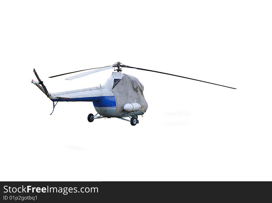 Helicopter under the white background