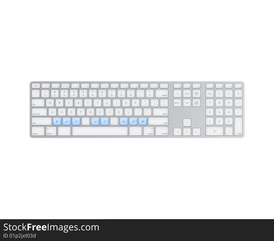 Keyboard with text isolated on white background