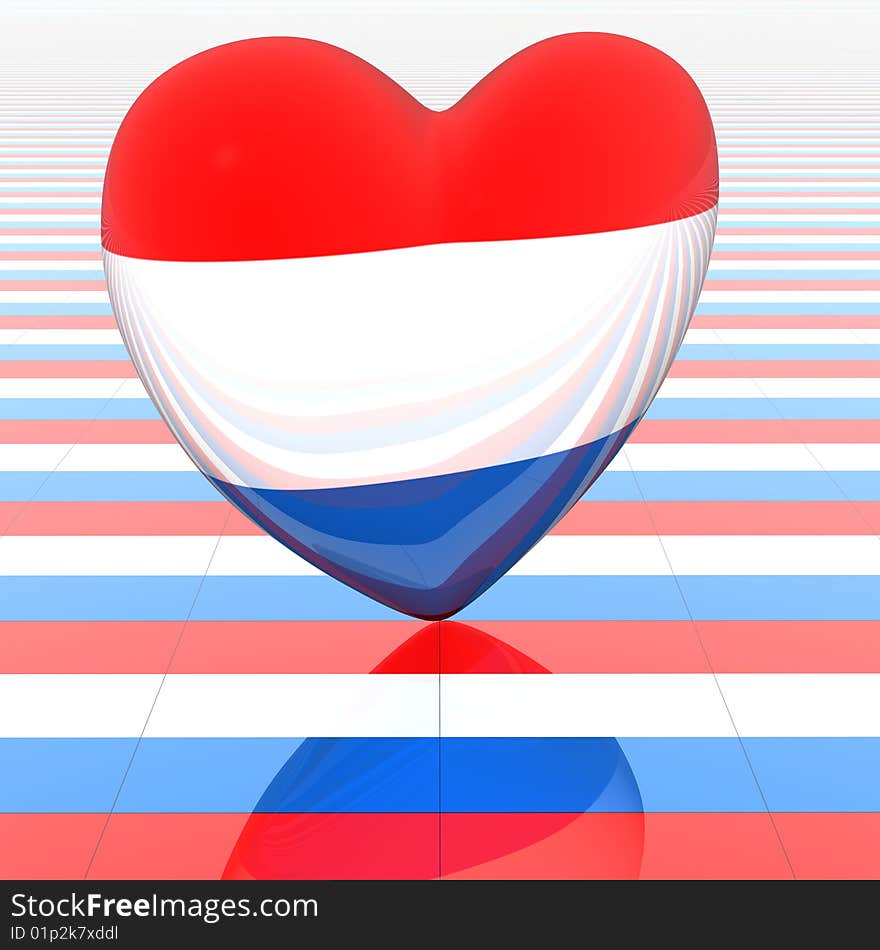 3d heart with flag texture