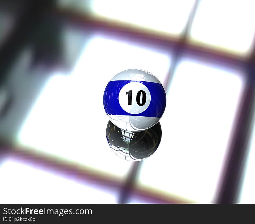 One pool billiard ball on bright background