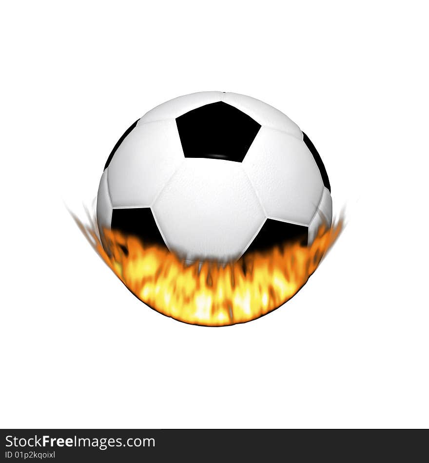 Fire soccer ball isolated on a white background