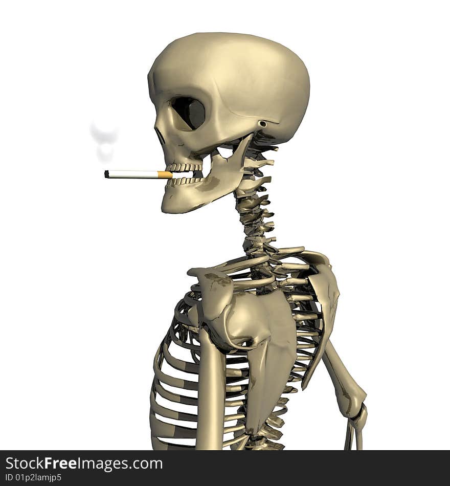 3D Skull With Cigarette