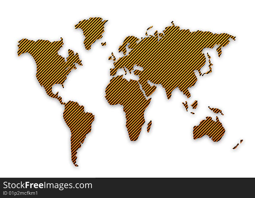 World Map Silhouette Isolated On White