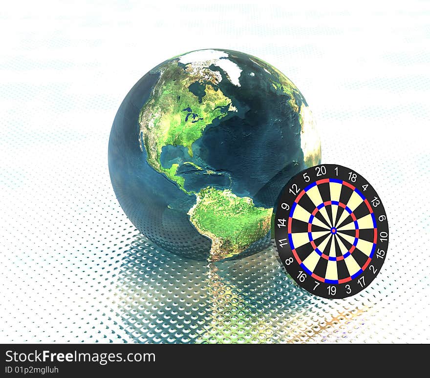 3D earth with a darts