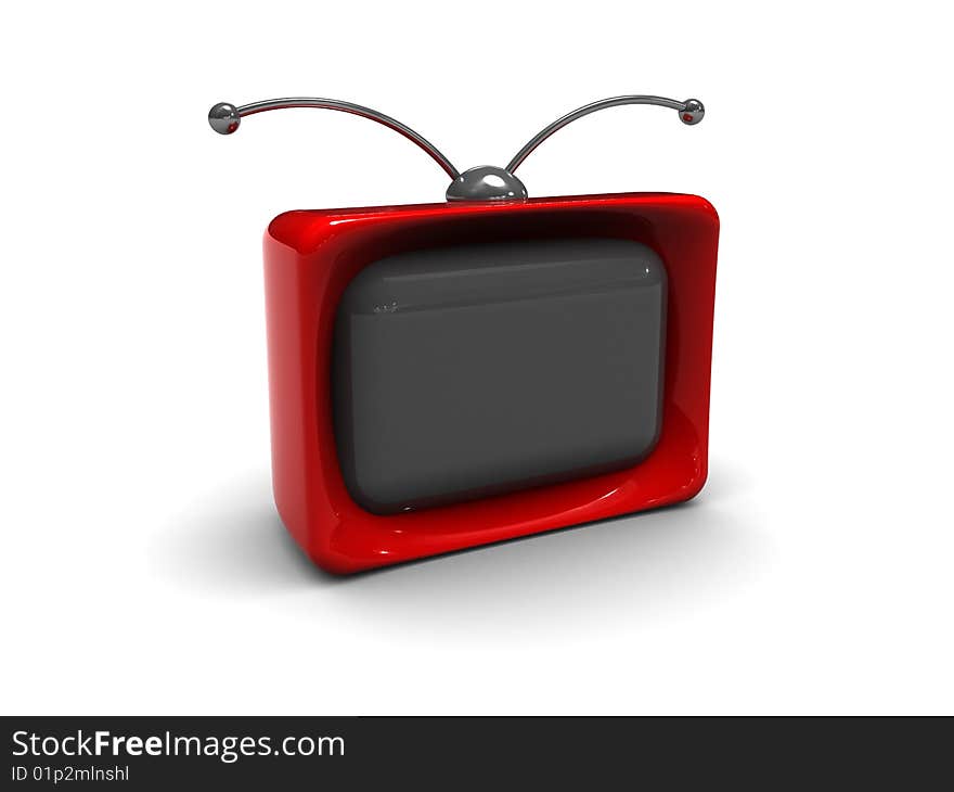 3d illustration of red tv over white background. 3d illustration of red tv over white background