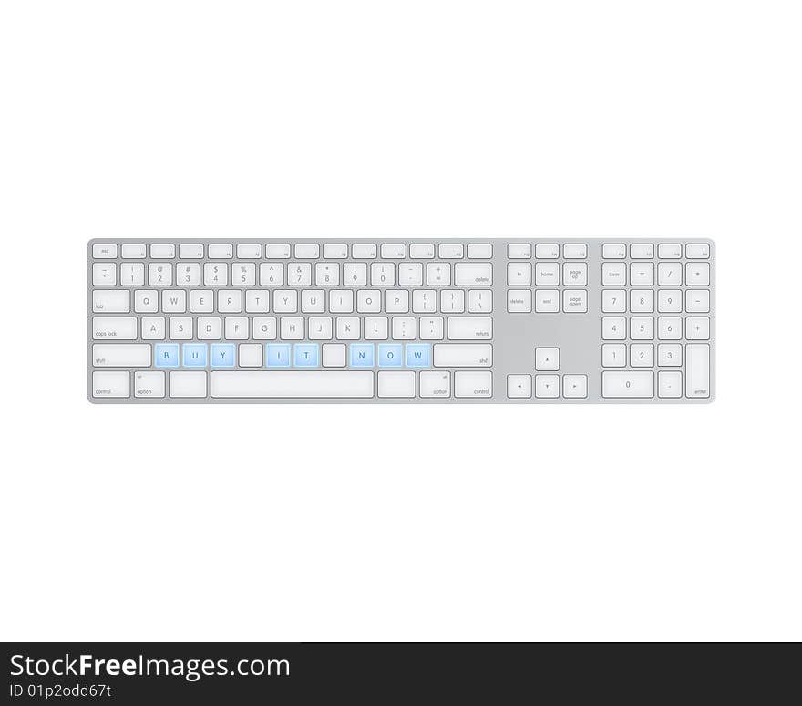 Keyboard with text isolated on white background