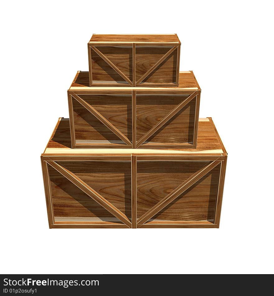 Wooden crates isolated on white