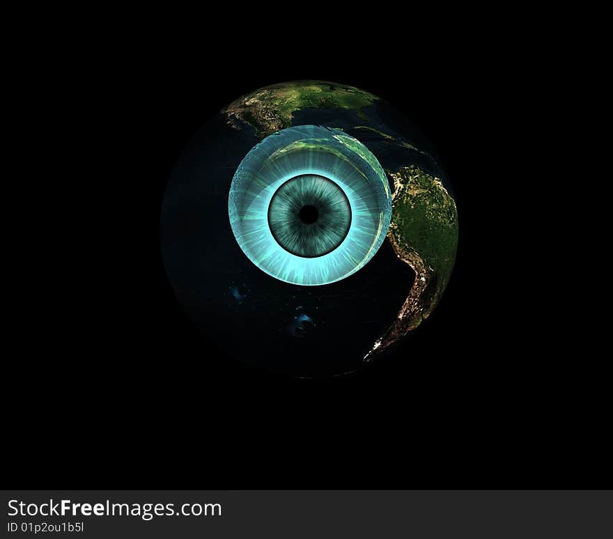 3d earth with eye