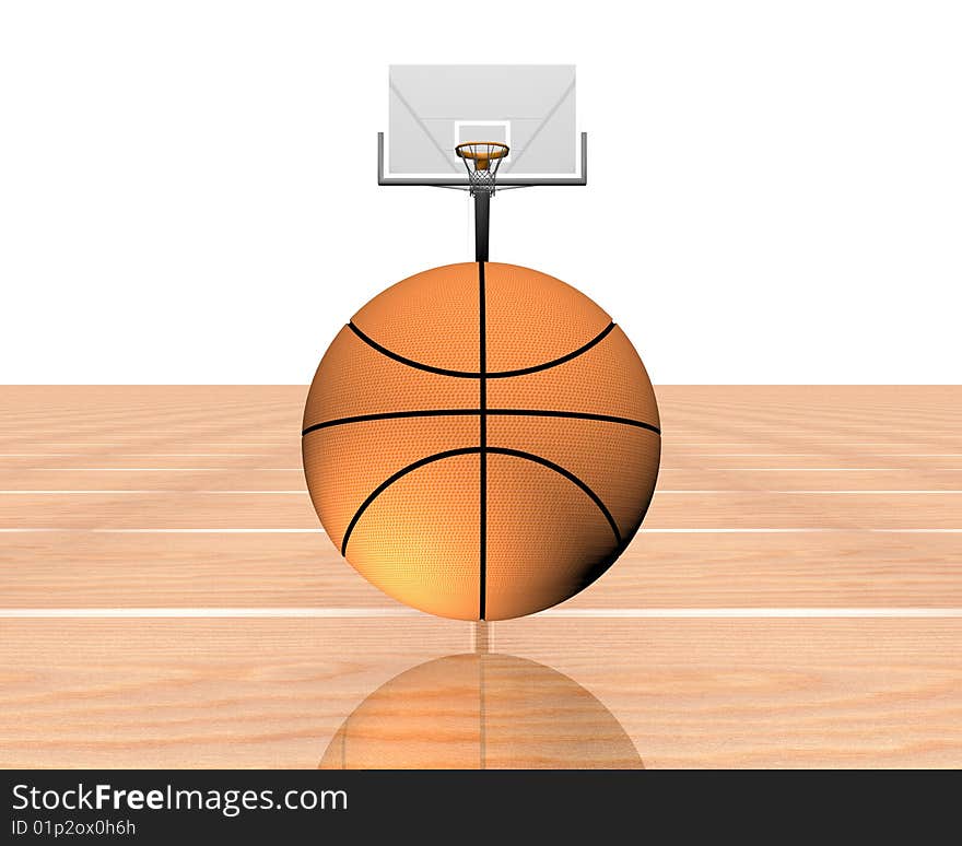 3d basketball isolated on a white