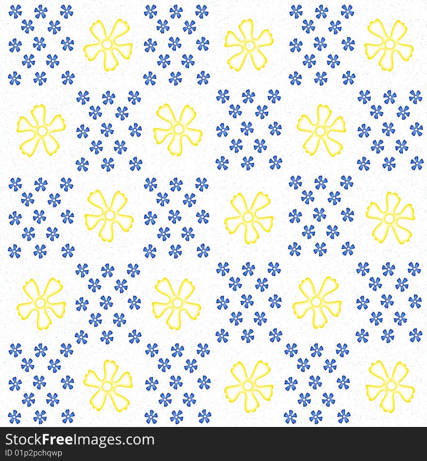 Background with blue and yellow flowers