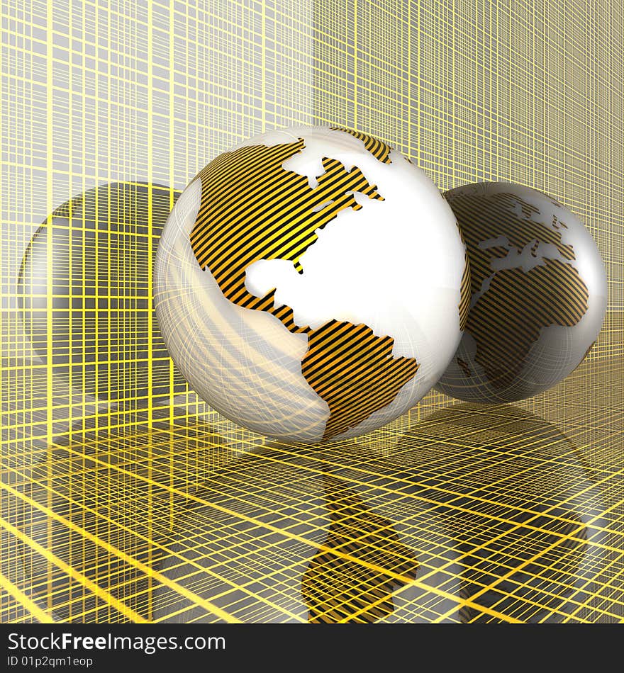 3d earth with stripes texture