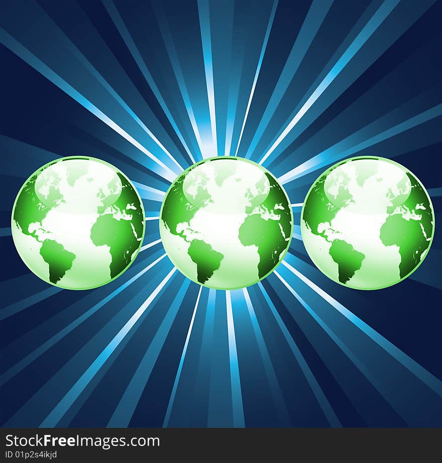 3 World Globes Background