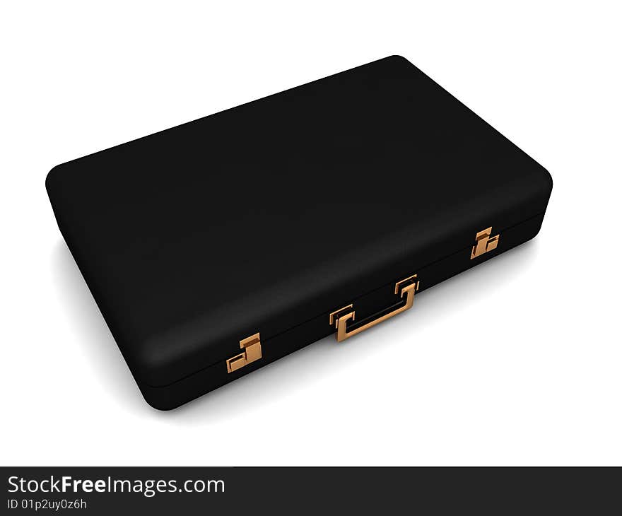 3d illustration of black suitcase over white background