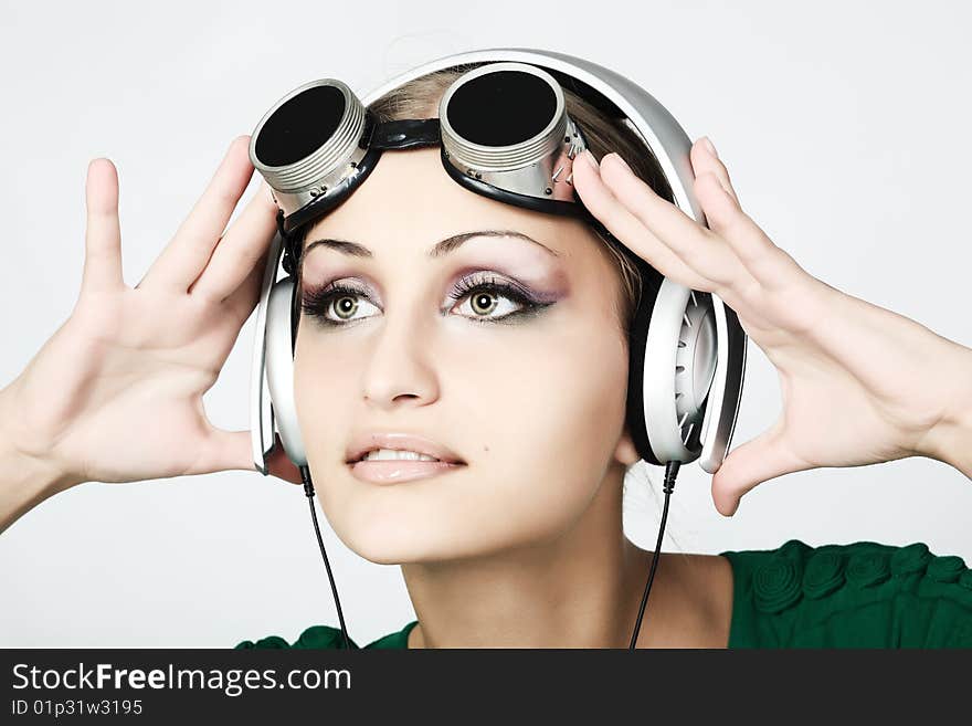 Woman in headphones