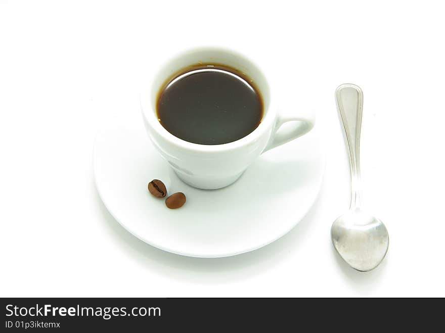 White coffee cup on a white background