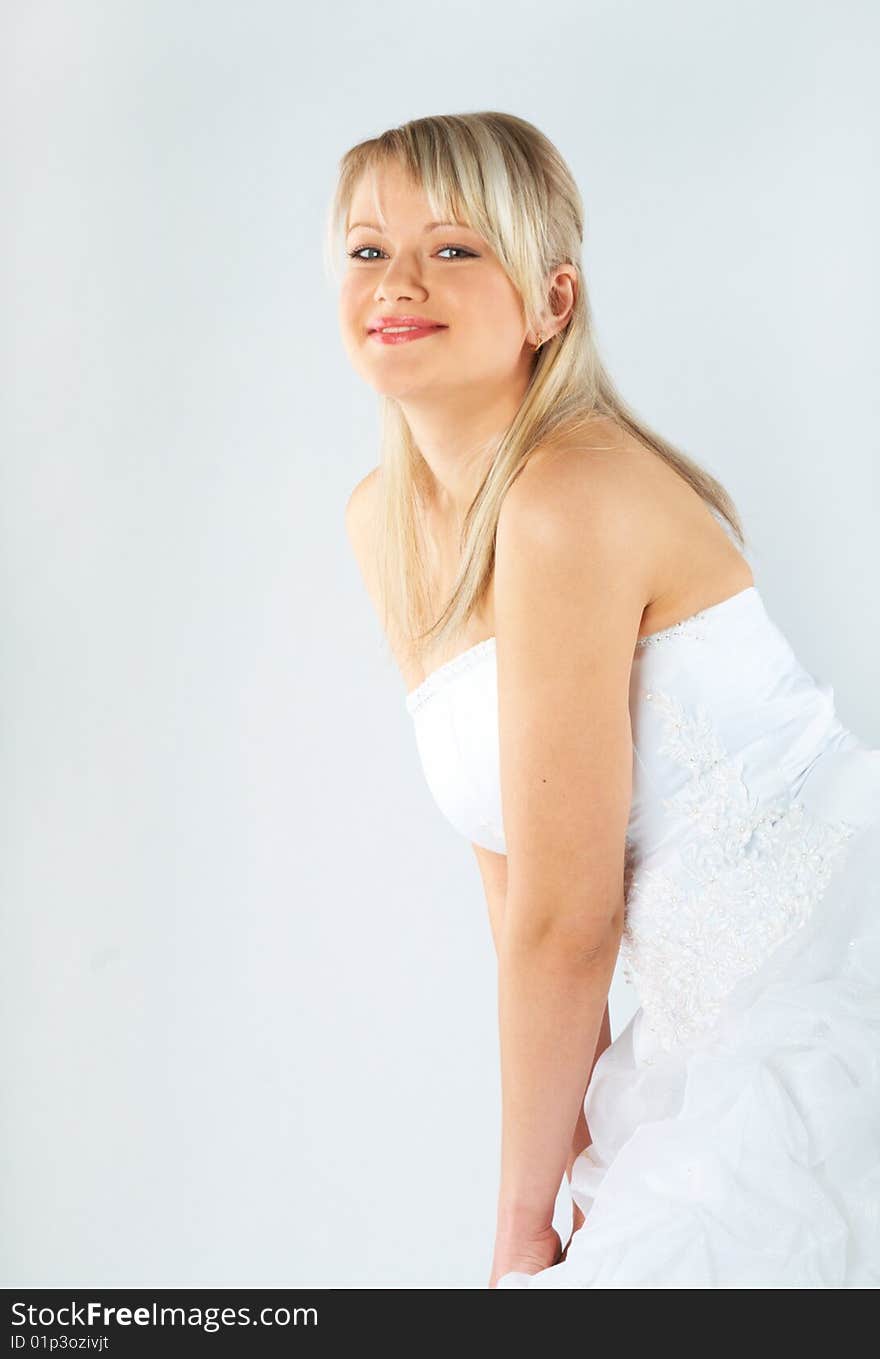 Young bride in white dress