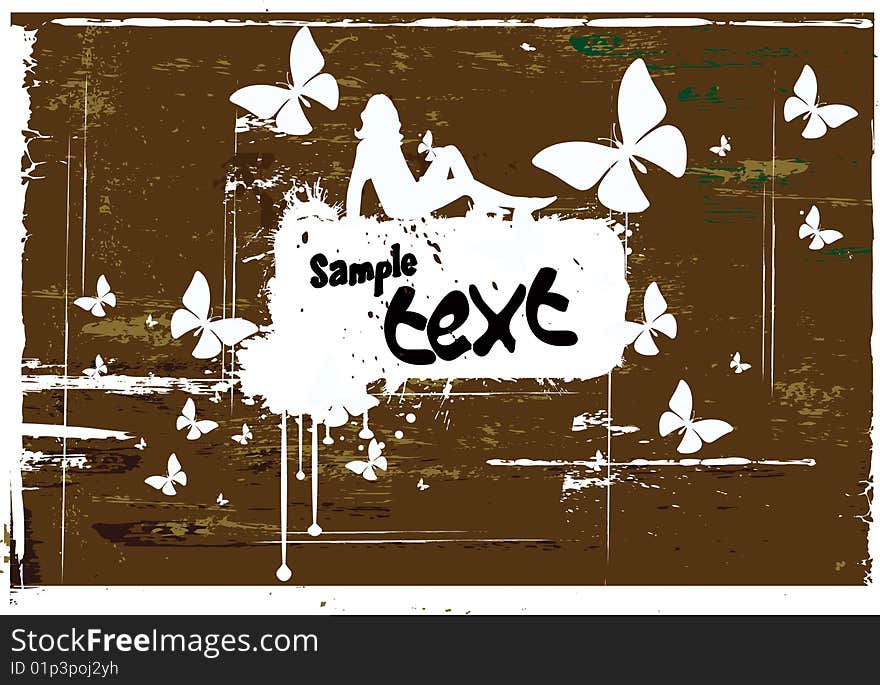 Abstract floral grunge style background with butterfly. Abstract floral grunge style background with butterfly