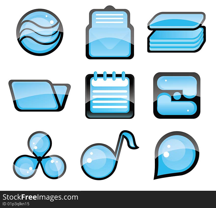 Set of blue icon, vector illustration