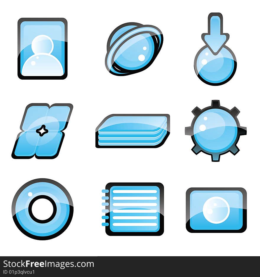 Set of blue icon, vector illustration