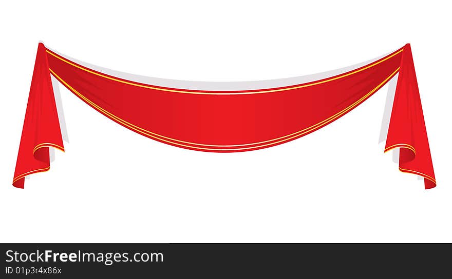 Red ribbon on white, vector illustration