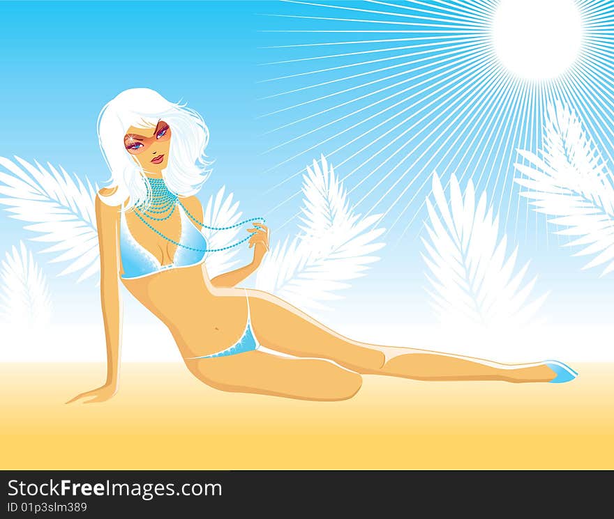 Girl in bikini, vector illustration