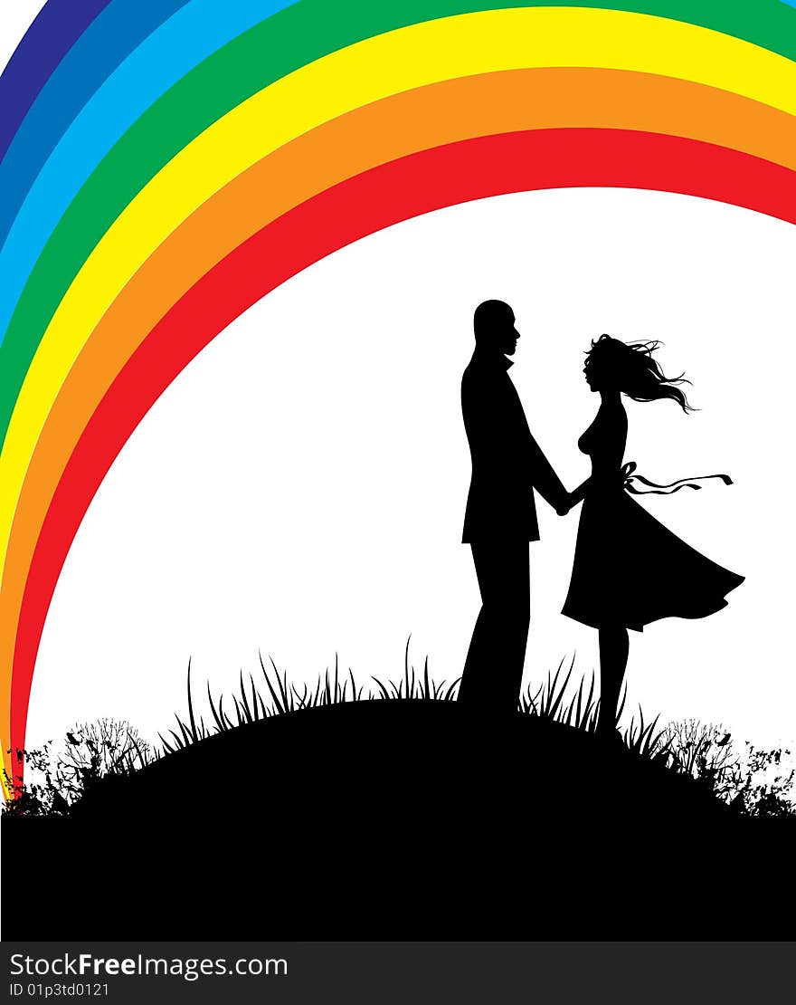 Man and woman, color rainbow