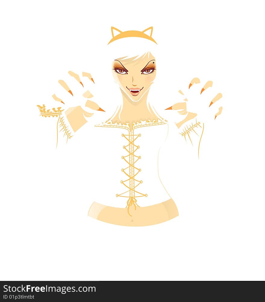 Beautiful girl in white, vector