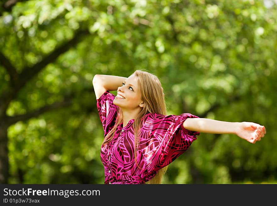 Happy beautiful young woman outdoor. Happy beautiful young woman outdoor