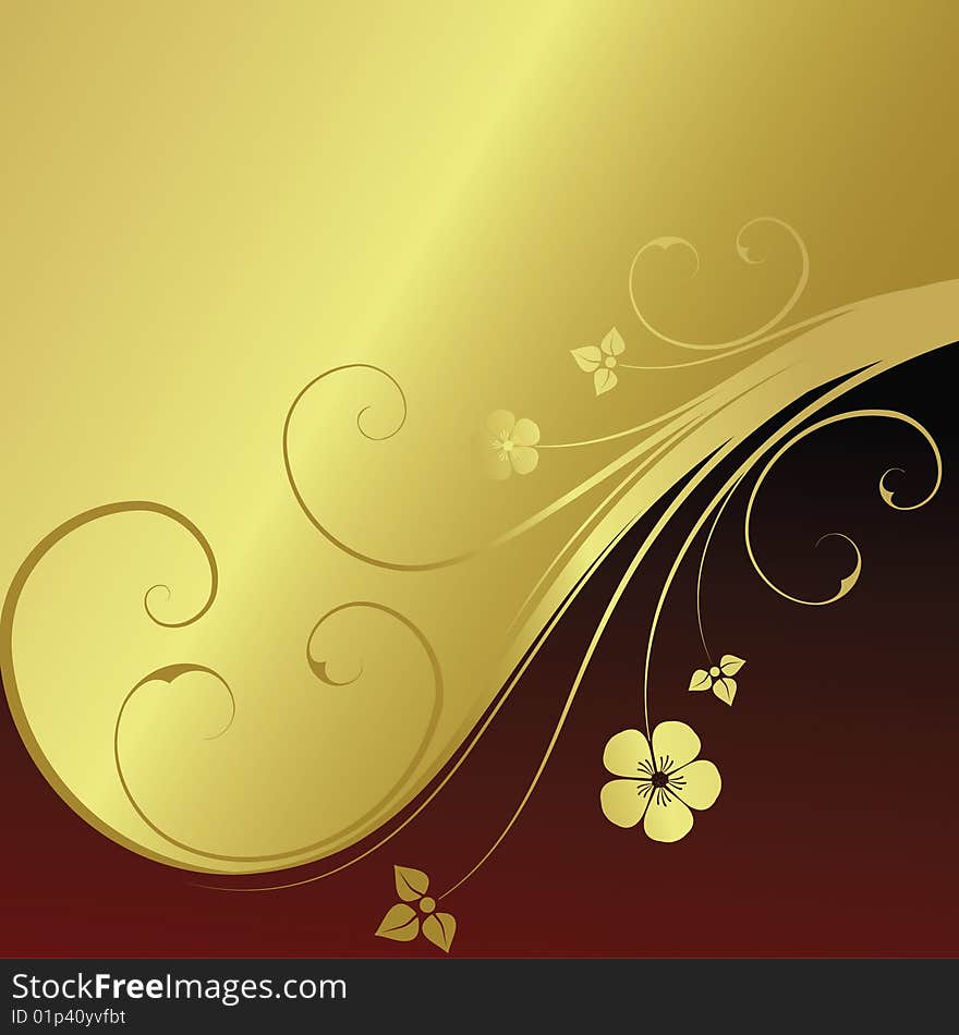 Golden floral background for text