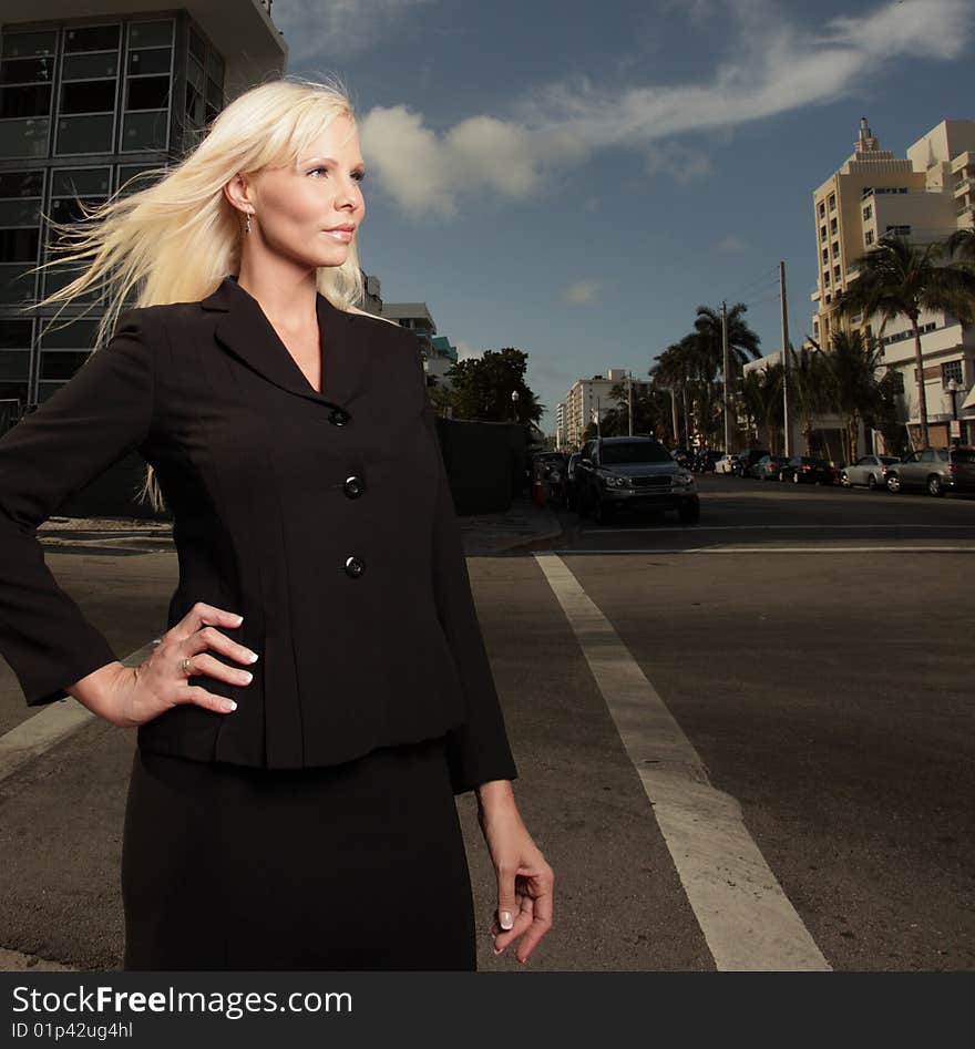 Beautiful young businesswoman on the street. Beautiful young businesswoman on the street