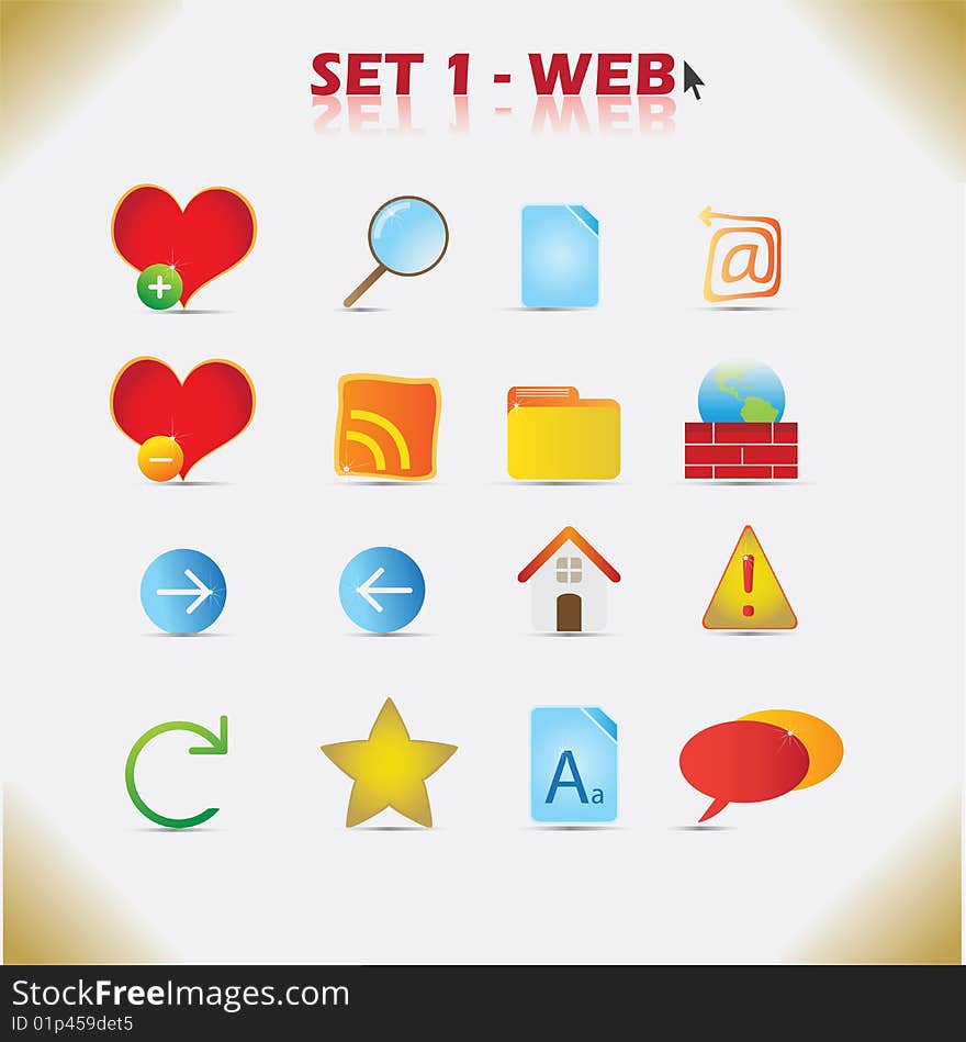 Sixteen net and web colorful icons. Sixteen net and web colorful icons