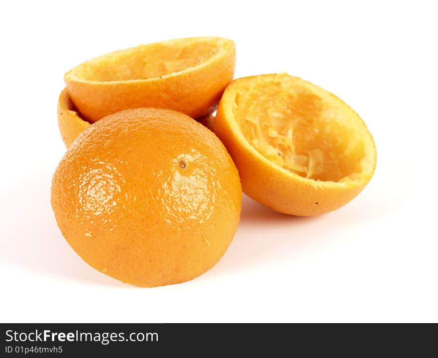 Orange peel stacked on a white. Orange peel stacked on a white