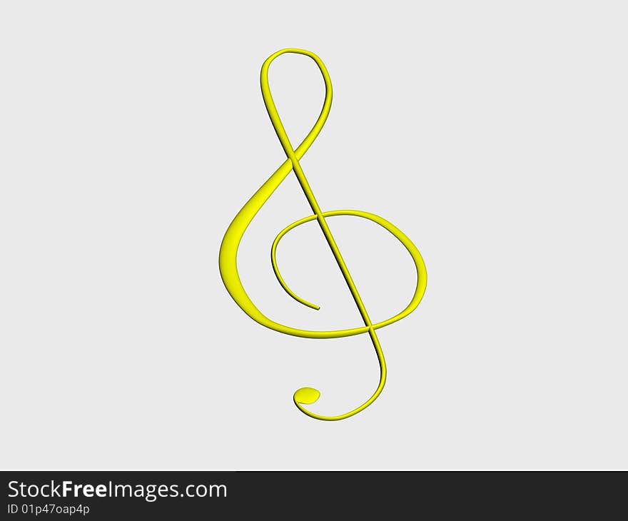 3d rendered musiacal key isolated over gray background