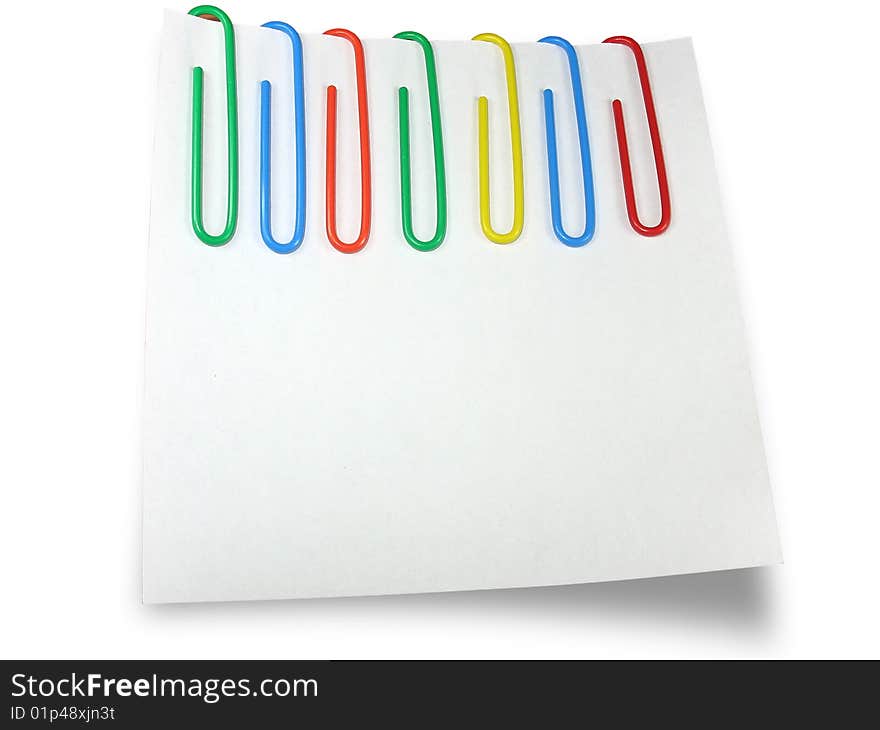 White reminder paper with multicolor clips