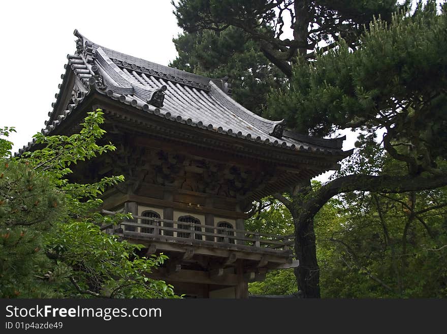 Oriental house in japanese garden