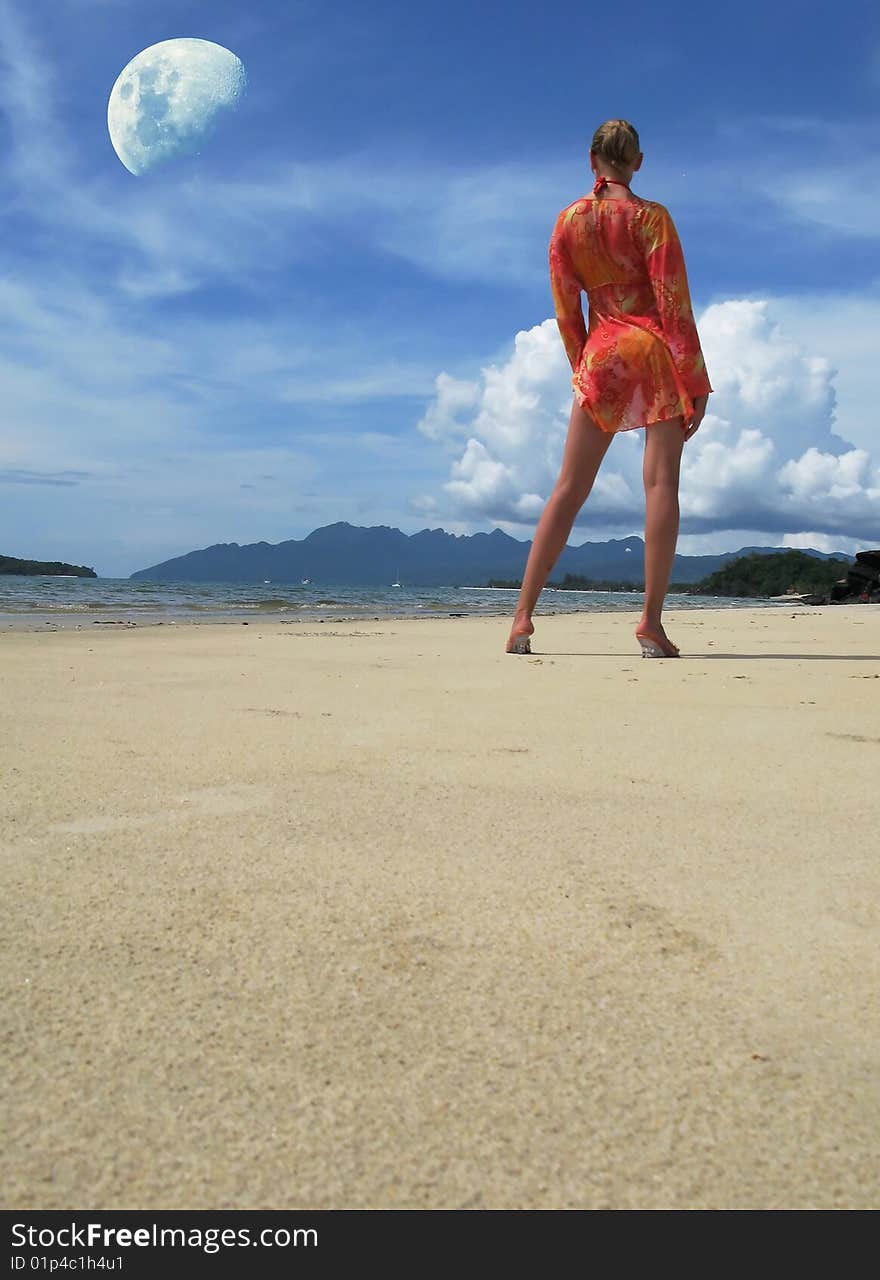 Young woman on a beach of Langkawi