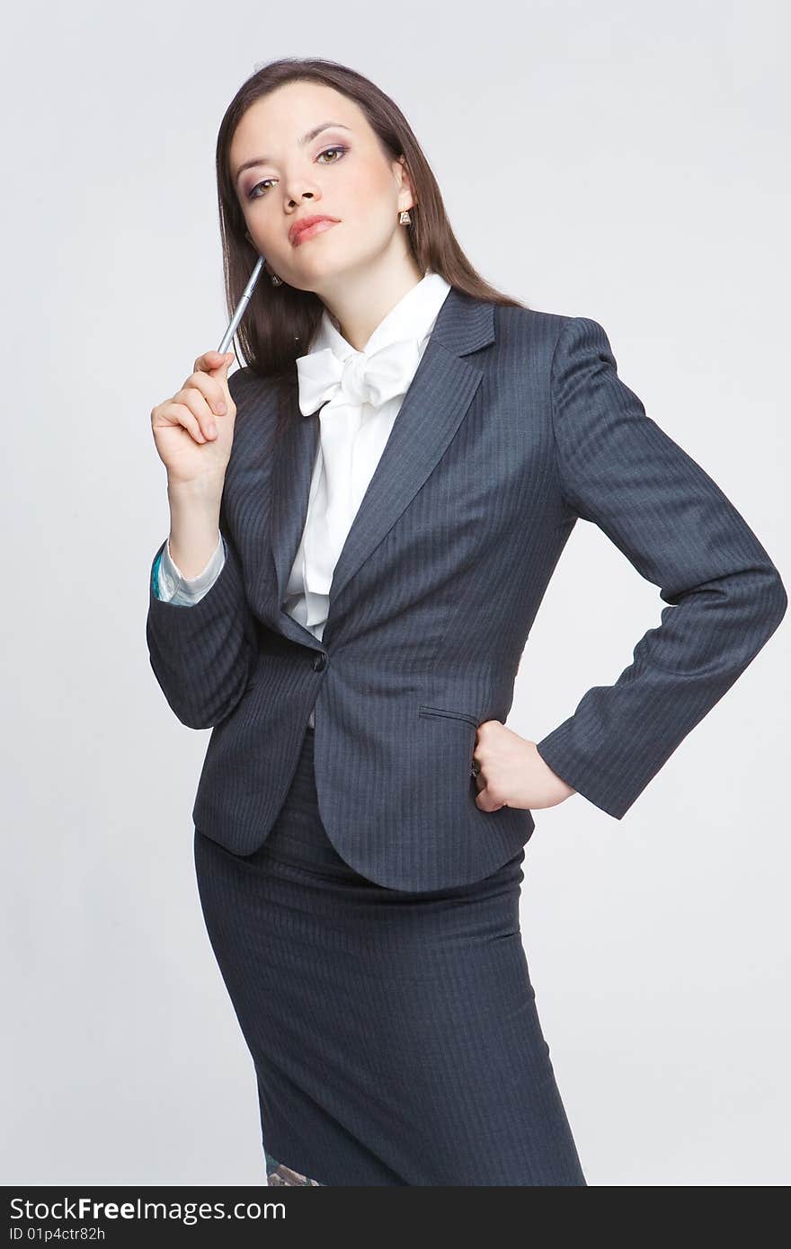 Smiling business woman on a white background. Smiling business woman on a white background