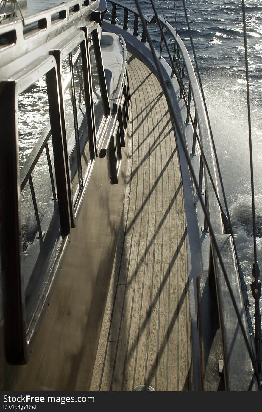 Wooden sail boat on sailing. Wooden sail boat on sailing