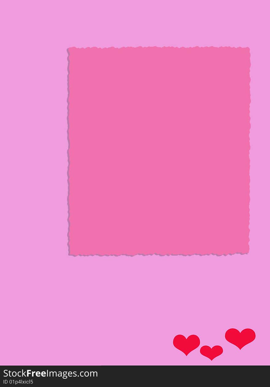 Pink background with hearts in corner. Pink background with hearts in corner