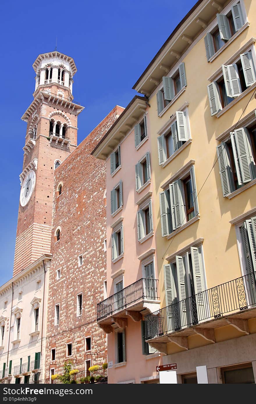 Tower Lamberti in city Verona