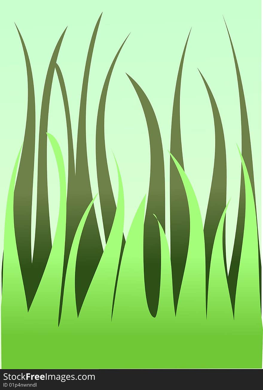 Illustration of two layers of grass on a light green background.