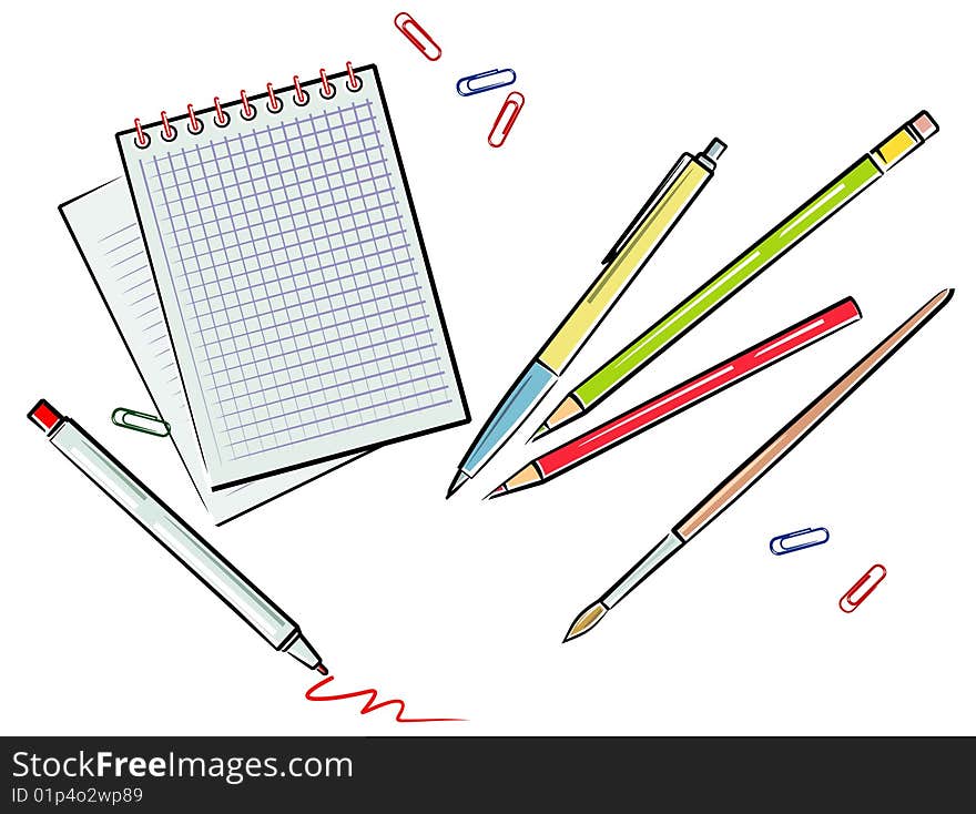 Vector illustration on white background - office utensils. Vector illustration on white background - office utensils