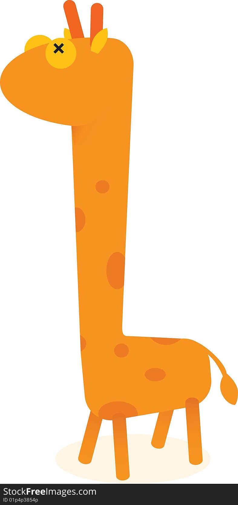 Vector orange fun giraffe character. Vector orange fun giraffe character