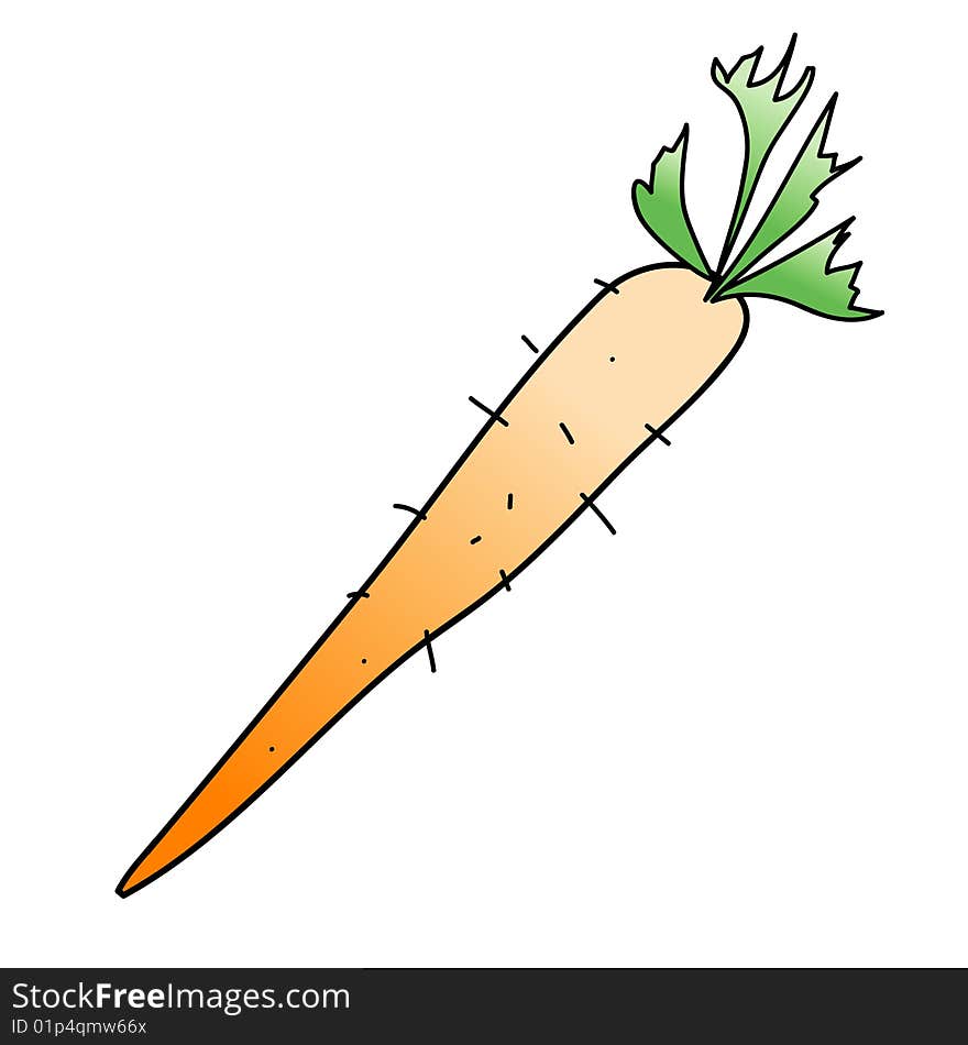 A childish vector illustration of a carrot isolated on white background.