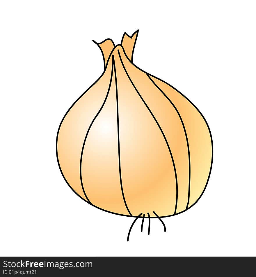 A childish vector illustration of an onion isolated on white background.