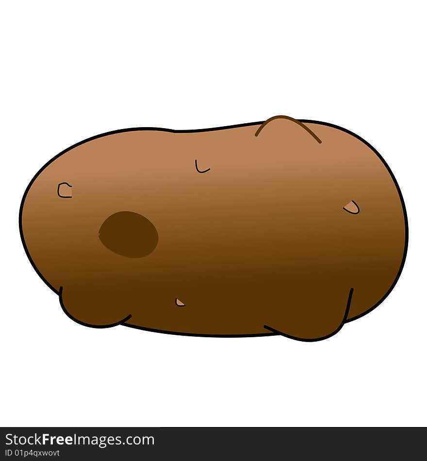 A childish vector illustration of a potato isolated on white background.