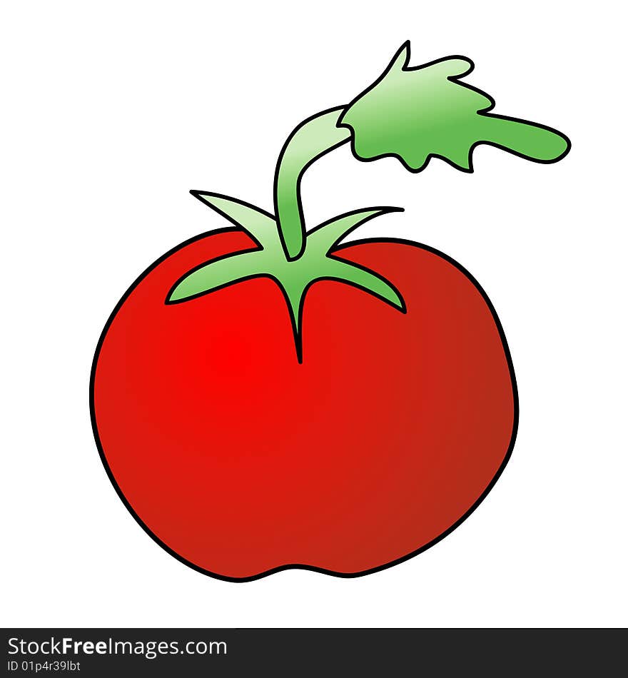 A childish vector illustration of a tomato isolated on white background.