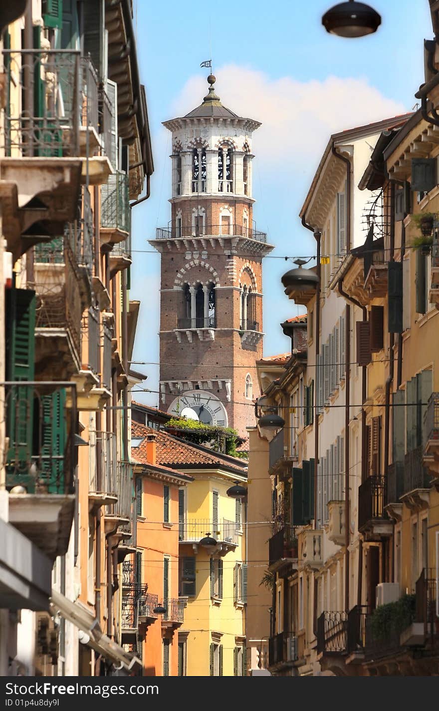 Details Tower Lamberti in city Verona, Italy. Details Tower Lamberti in city Verona, Italy